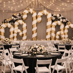 Gold Giant Inflatable Mirror Candy Cane – Maxorb™ Reflective Holiday Event Decor – Commercial Installation Sizes