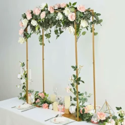 Gold Metal Adjustable Over-the-Table Flower Arch Stand for Wedding Displays