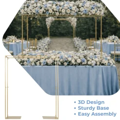 Gold Metal Adjustable Over-the-Table Flower Arch Stand for Wedding Displays