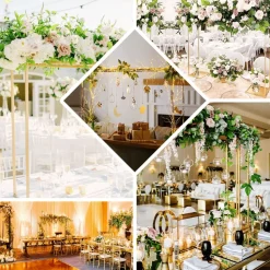 Gold Metal Adjustable Over-the-Table Flower Arch Stand for Wedding Displays