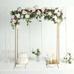 Gold Metal Adjustable Over-the-Table Flower Arch Stand for Wedding Displays
