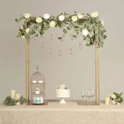Gold Metal Adjustable Over-the-Table Flower Arch Stand for Wedding Displays