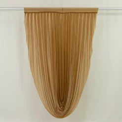 Gold Sheer Chiffon Valance Curtain – Curved Backdrop Swag Topper with Rod Pocket (4ft Wide x 4ft, 5ft, 6ft Height Options)