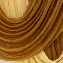 Gold Sheer Chiffon Valance Curtain – Curved Backdrop Swag Topper with Rod Pocket (4ft Wide x 4ft, 5ft, 6ft Height Options)