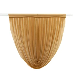 Gold Sheer Chiffon Valance Curtain – Curved Backdrop Swag Topper with Rod Pocket (4ft Wide x 4ft, 5ft, 6ft Height Options)