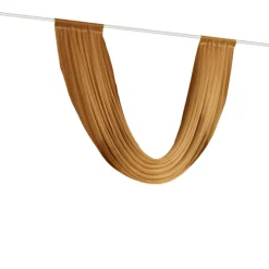 Gold Sheer Chiffon Valance Curtain – Curved Backdrop Swag Topper with Rod Pocket (4ft Wide x 4ft, 5ft, 6ft Height Options)