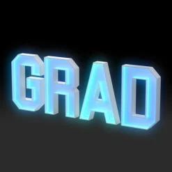 "GRAD" Neon Wood Marquee Letters – Handmade in USA – Light Up Signs for Events & Weddings – Multiple Sizes