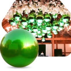 Grass Green Giant Inflatable Mirror Silver Giant Inflatable Mirror Ball Sphere – Maxorb™ Reflective Ceiling Event Decor – Commercial Installation Sizes