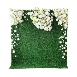 Greenery Wall w/ Mixed White Florals - Curtain Style - Easy Install! Select Size