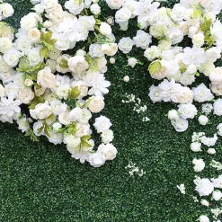Greenery Wall w/ Mixed White Florals - Curtain Style - Easy Install! Select Size