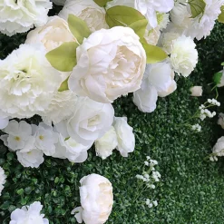 Greenery Wall w/ Mixed White Florals - Curtain Style - Easy Install! Select Size