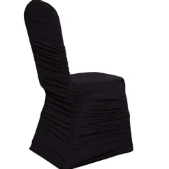 210 GSM Better Quality/Best Value Ruched Chair Cover By Eastern Mills - Spandex/Lycra - Black
