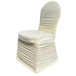 210 GSM Better Quality/Best Value Ruched Chair Cover By Eastern Mills - Spandex/Lycra - Ivory