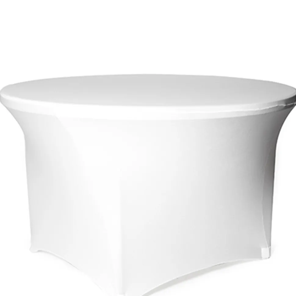 210 GSM Better Quality/Best Value Quality 60" Round Spandex Table Cover - White