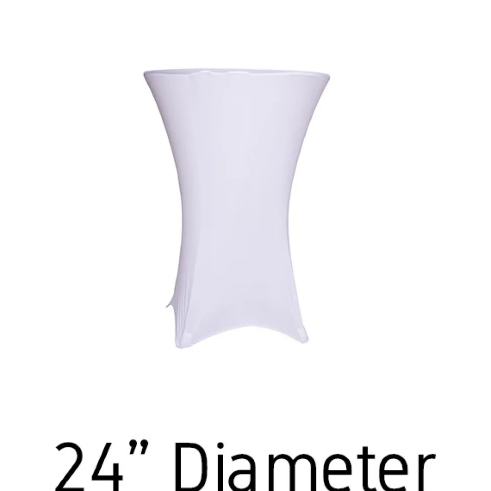 210 GSM Grade +A Best Quality/Best Value Quality 24" Hi-Boy - Spandex Table Cover - White - Cocktail Table - 24" Diameter