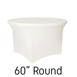 200 GSM Grade A Quality 60" Round Spandex Table Cover - Ivory