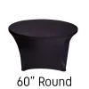 200 GSM Grade A Quality 60" Round Spandex Table Cover - Black