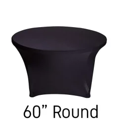 200 GSM Grade A Quality 60" Round Spandex Table Cover - Black