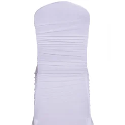 200 GSM Grade A Quality Ruched Chair Cover By Eastern Mills - Spandex/Lycra - White