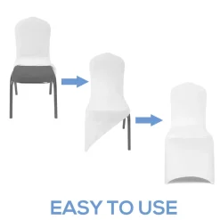 200 GSM Grade A Quality Spandex (Lycra) Banquet & Wedding Chair Cover By Eastern Mills in White Color