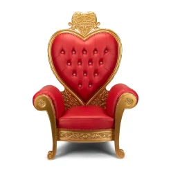 Heart Throne Chair - Red Vinyl/Gold Frame