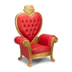 Heart Throne Chair - Red Vinyl/Gold Frame