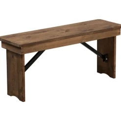 HERCULES Antique Rustic, Solid Pine Folding Farm Bench - 40