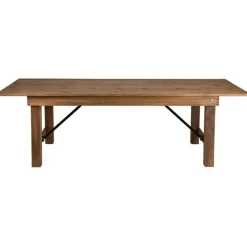 HERCULES Antique Rustic, Solid Pine Folding Farm Table - 8'x40"