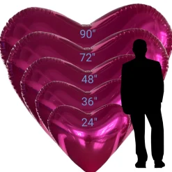 Hot Pink Giant Inflatable Mirror Heart – Maxorb™ Reflective Hanging Event Decor – Commercial Installation Sizes