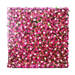 Hot Pink, Red & White Mixed Florals w/ Greenery - Curtain Style Floral Wall - Easy Install! Select Size