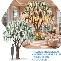 HUGE 13ft Fake White Wisteria Tree - 60 Interchangeable Branches! | ModTree™ Collection