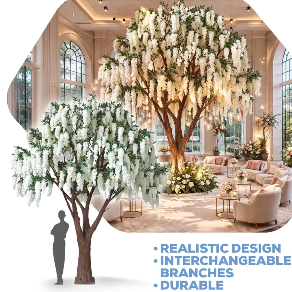 HUGE 13ft Fake White Wisteria Tree - 60 Interchangeable Branches! | ModTree™ Collection