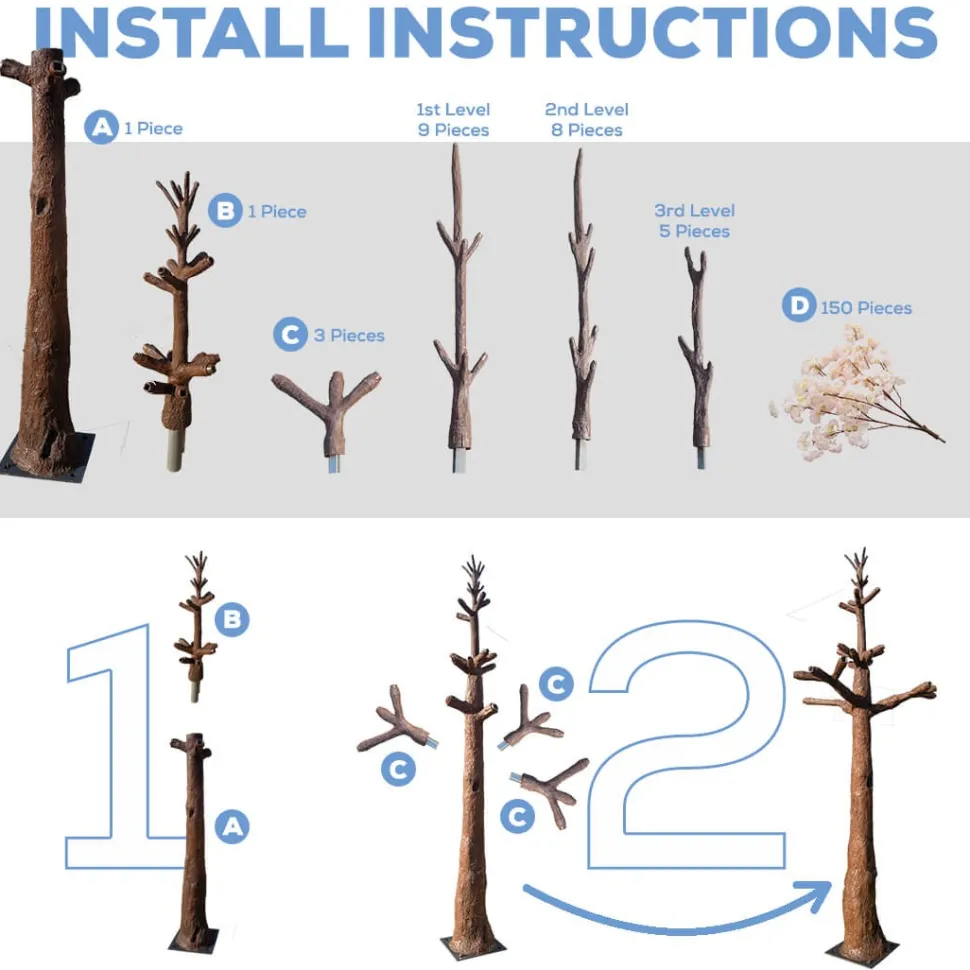 Huge 13ft Tall Luxe Artificia Tree — White & Pink Jumbo Flowers | ModTree™ Collection