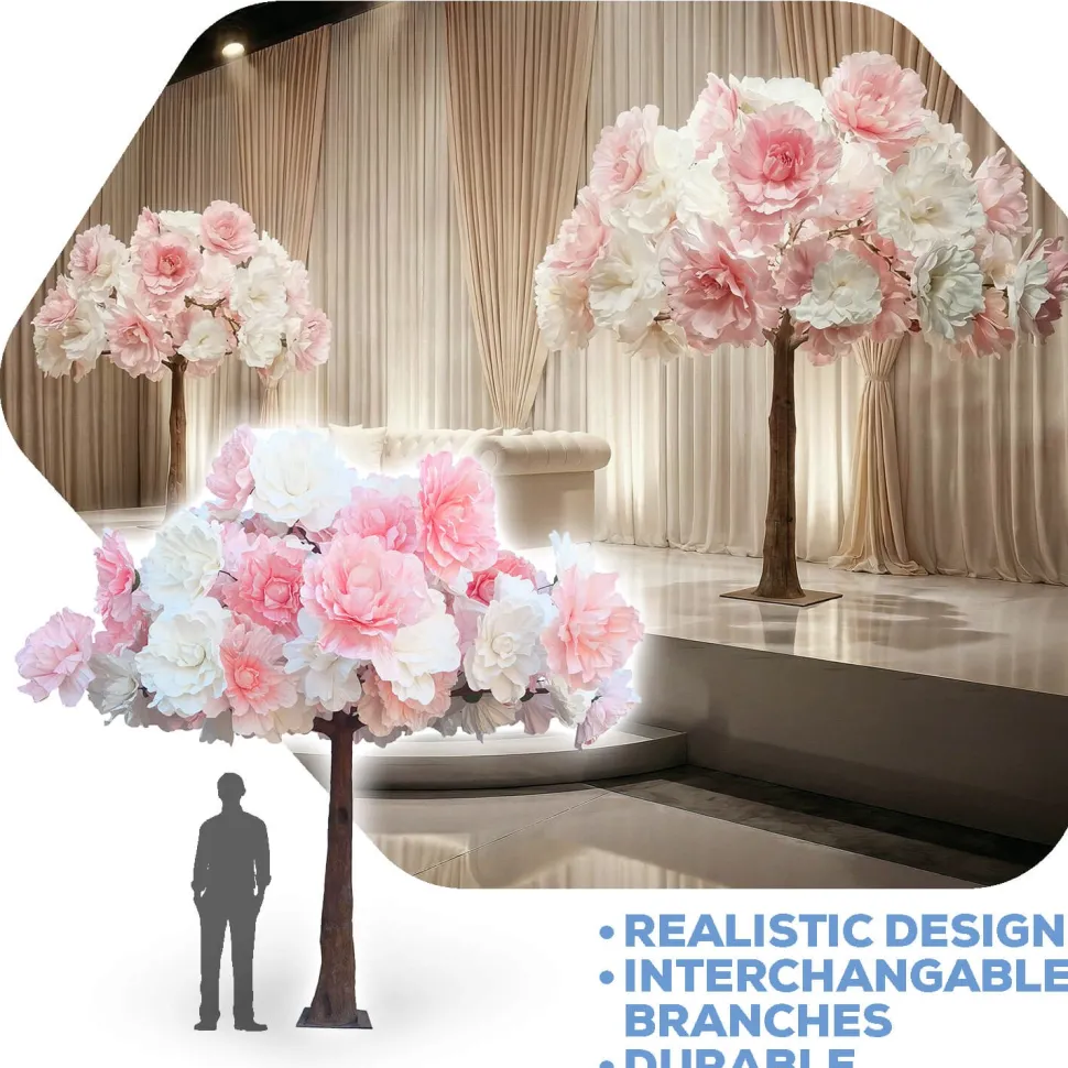 Huge 13ft Tall Luxe Artificia Tree — White & Pink Jumbo Flowers | ModTree™ Collection