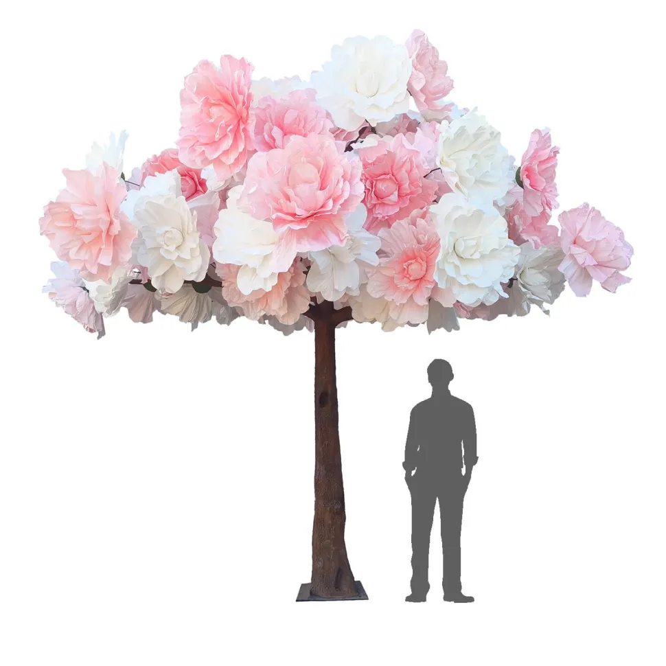 Huge 13ft Tall Luxe Artificia Tree — White & Pink Jumbo Flowers | ModTree™ Collection