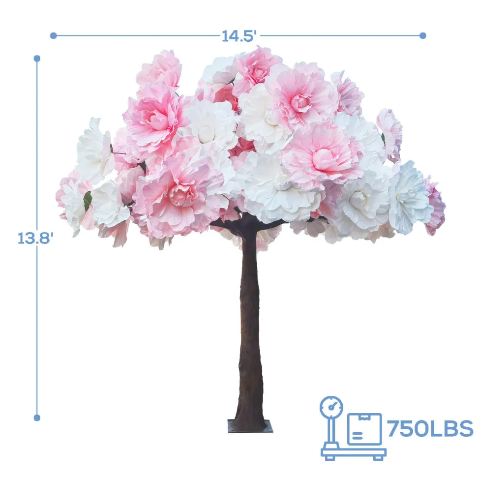 Huge 13ft Tall Luxe Artificia Tree — White & Pink Jumbo Flowers | ModTree™ Collection