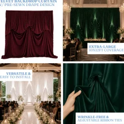 10'H x 12'W Lavish Velvet Dramatic Drape Pre Sewn Backdrop Kit - Select your Color