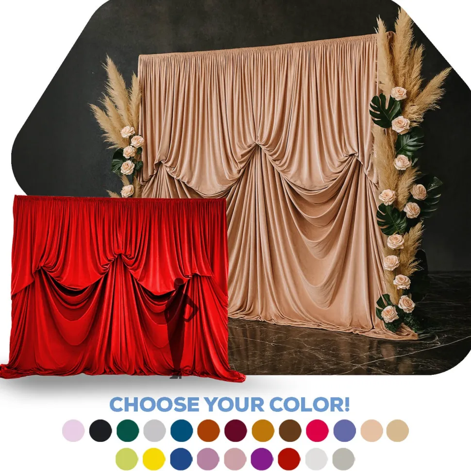 10'H x 12'W Lavish Velvet Dramatic Drape Pre Sewn Backdrop Kit - Select your Color