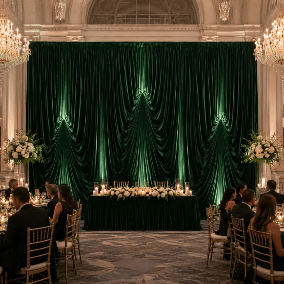 10'H x 12'W Lavish Velvet Dramatic Drape Pre Sewn Backdrop Kit - Select your Color