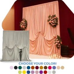 14'H x 12'W Lavish Velvet Dramatic Drape Pre Sewn Backdrop Kit - Select your Color