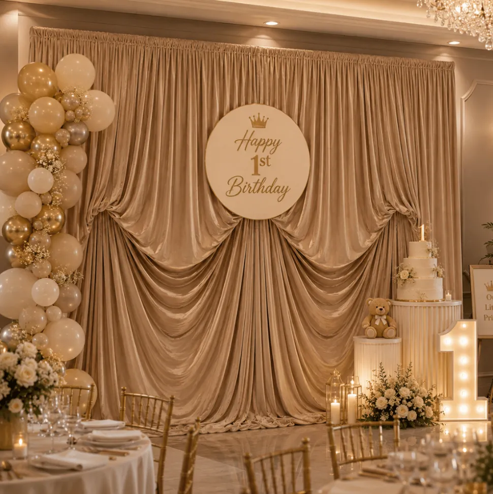 14'H x 12'W Lavish Velvet Dramatic Drape Pre Sewn Backdrop Kit - Select your Color