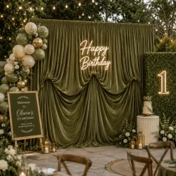 14'H x 12'W Lavish Velvet Dramatic Drape Pre Sewn Backdrop Kit - Select your Color