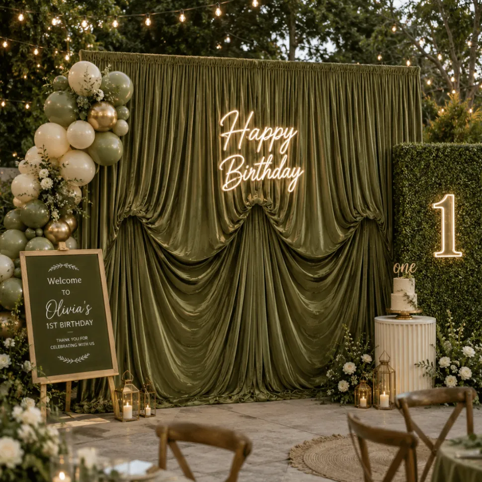 14'H x 12'W Lavish Velvet Dramatic Drape Pre Sewn Backdrop Kit - Select your Color