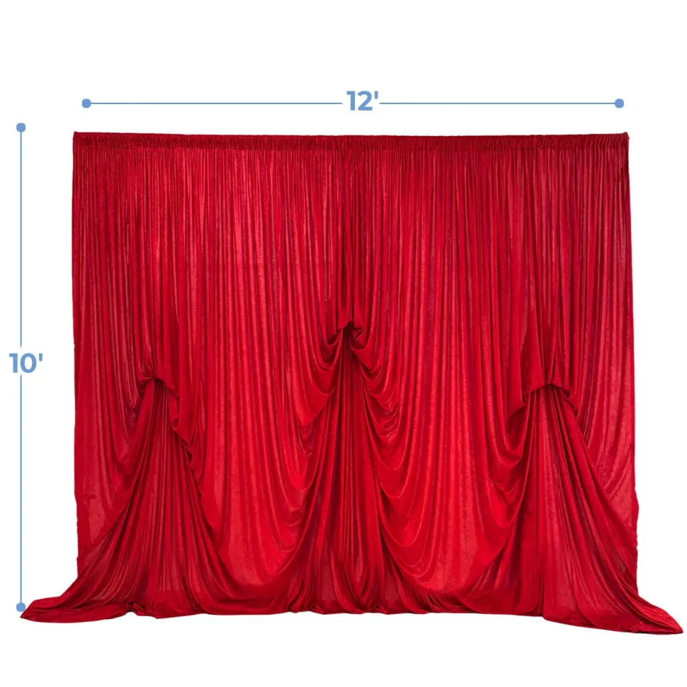 10'H x 12'W Panne Velvet Dramatic Drape Pre Sewn Backdrop Kit - Select your Color