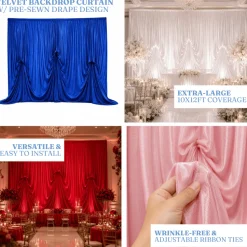 10'H x 12'W Panne Velvet Dramatic Drape Pre Sewn Backdrop Kit - Select your Color