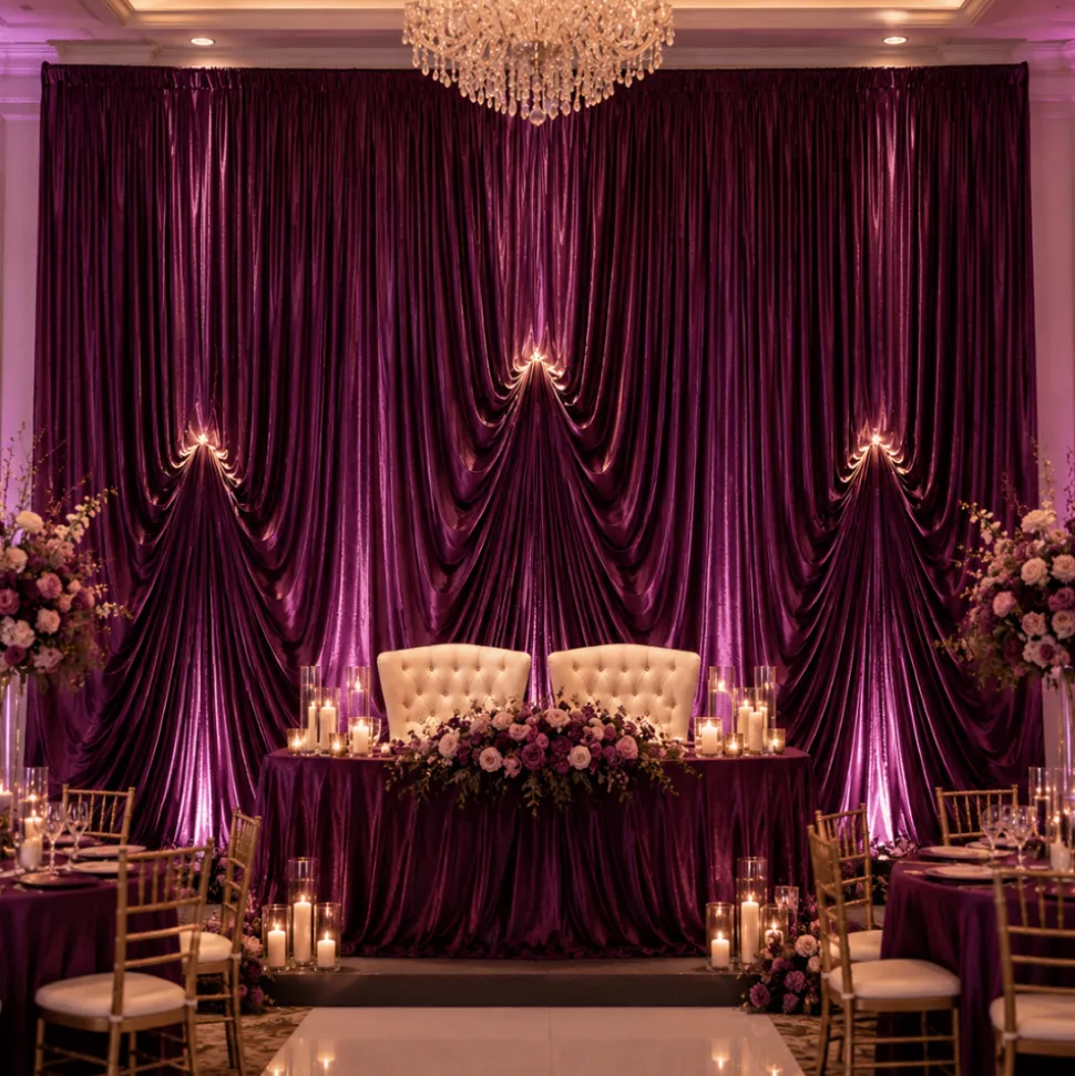 12'H x 12'W Panne Velvet Dramatic Drape Pre Sewn Backdrop Kit - Select your Color