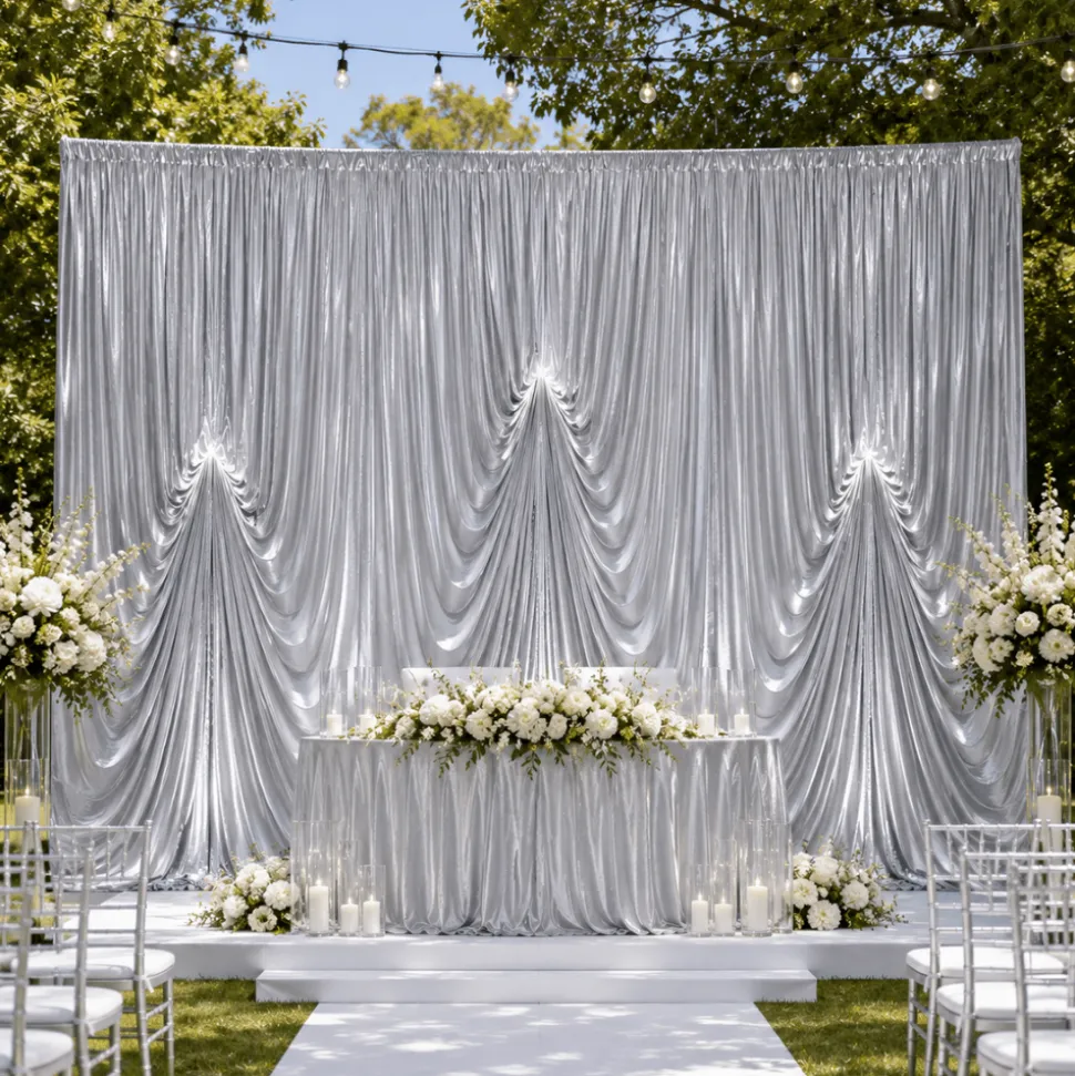 12'H x 12'W Panne Velvet Dramatic Drape Pre Sewn Backdrop Kit - Select your Color