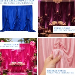 12'H x 12'W Panne Velvet Dramatic Drape Pre Sewn Backdrop Kit - Select your Color