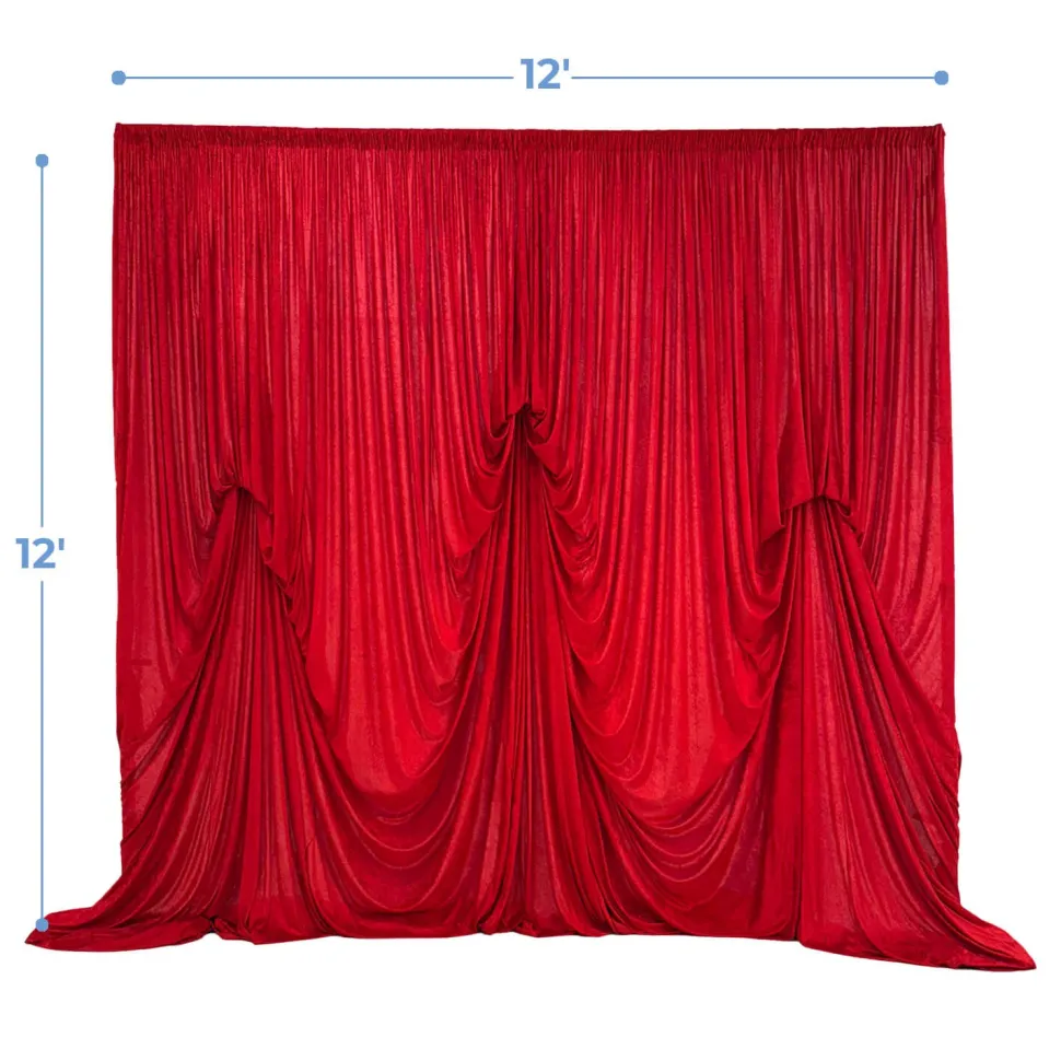 12'H x 12'W Panne Velvet Dramatic Drape Pre Sewn Backdrop Kit - Select your Color