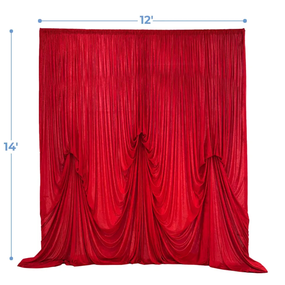 14'H x 12'W Panne Velvet Dramatic Drape Pre Sewn Backdrop Kit - Select your Color